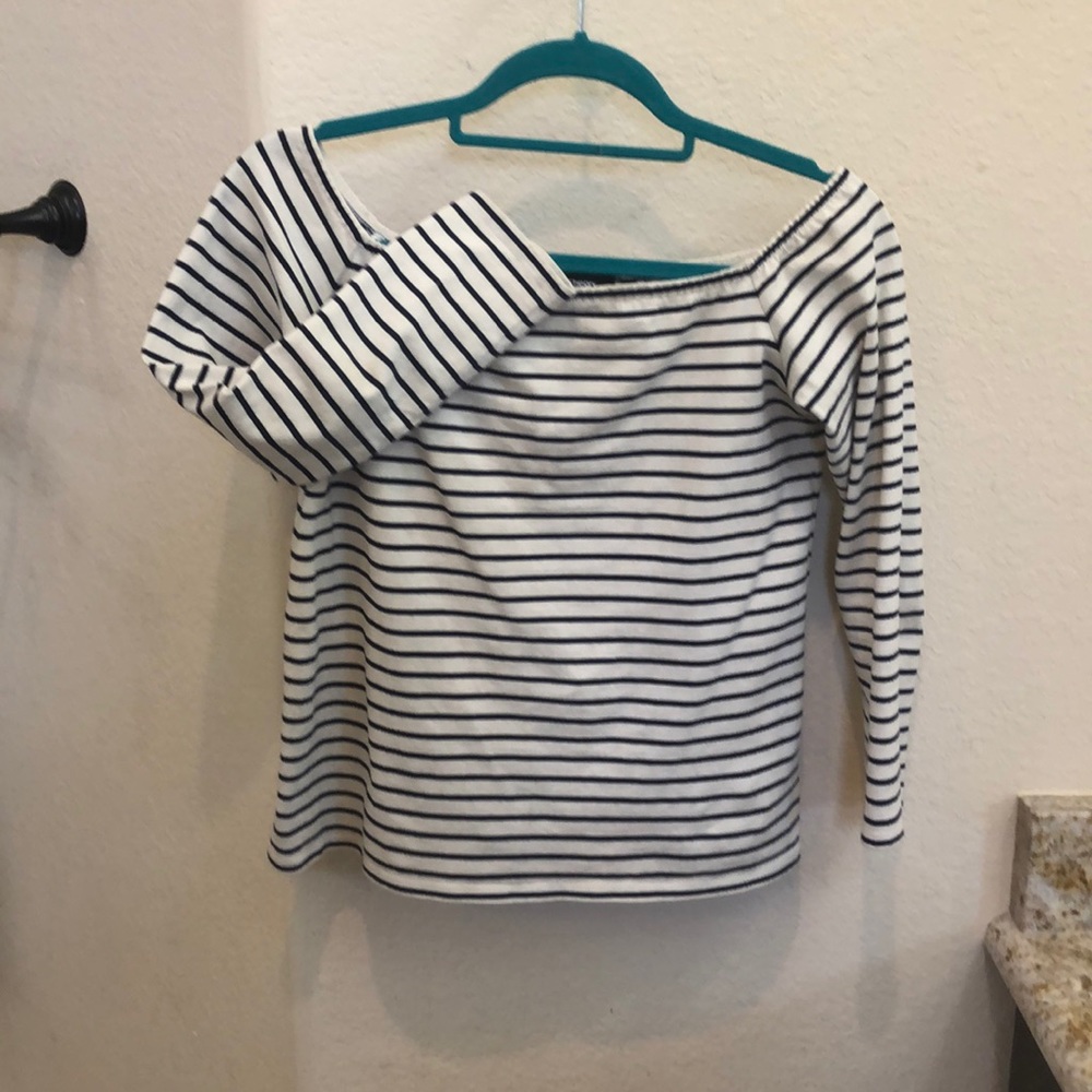 Theory boat neck shirt, navy and cream